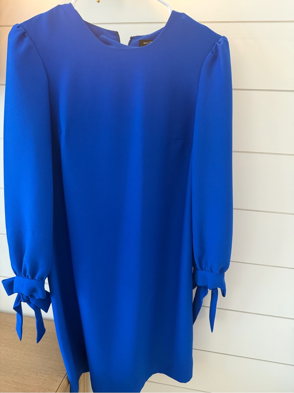 Banana Republic Cobalt Blue Long-Sleeve Shift Dress with Tie Cuffs
